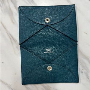 Hermes Teal Leather Wallet